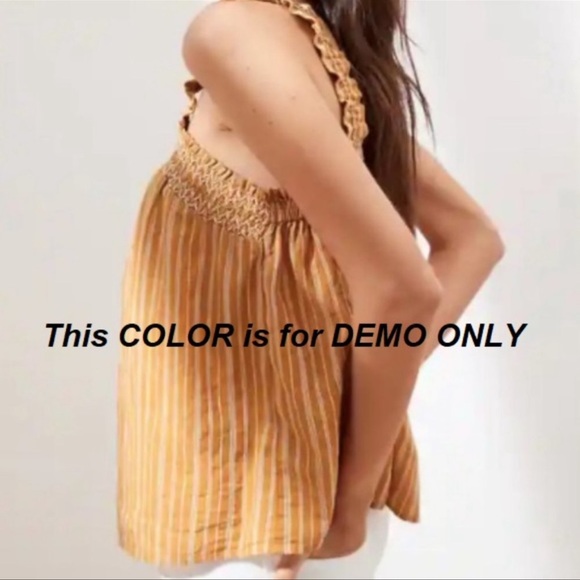 Banana Republic Striped Embroidered Tank Ruffle Straps Top Size L NWT - Picture 3 of 11